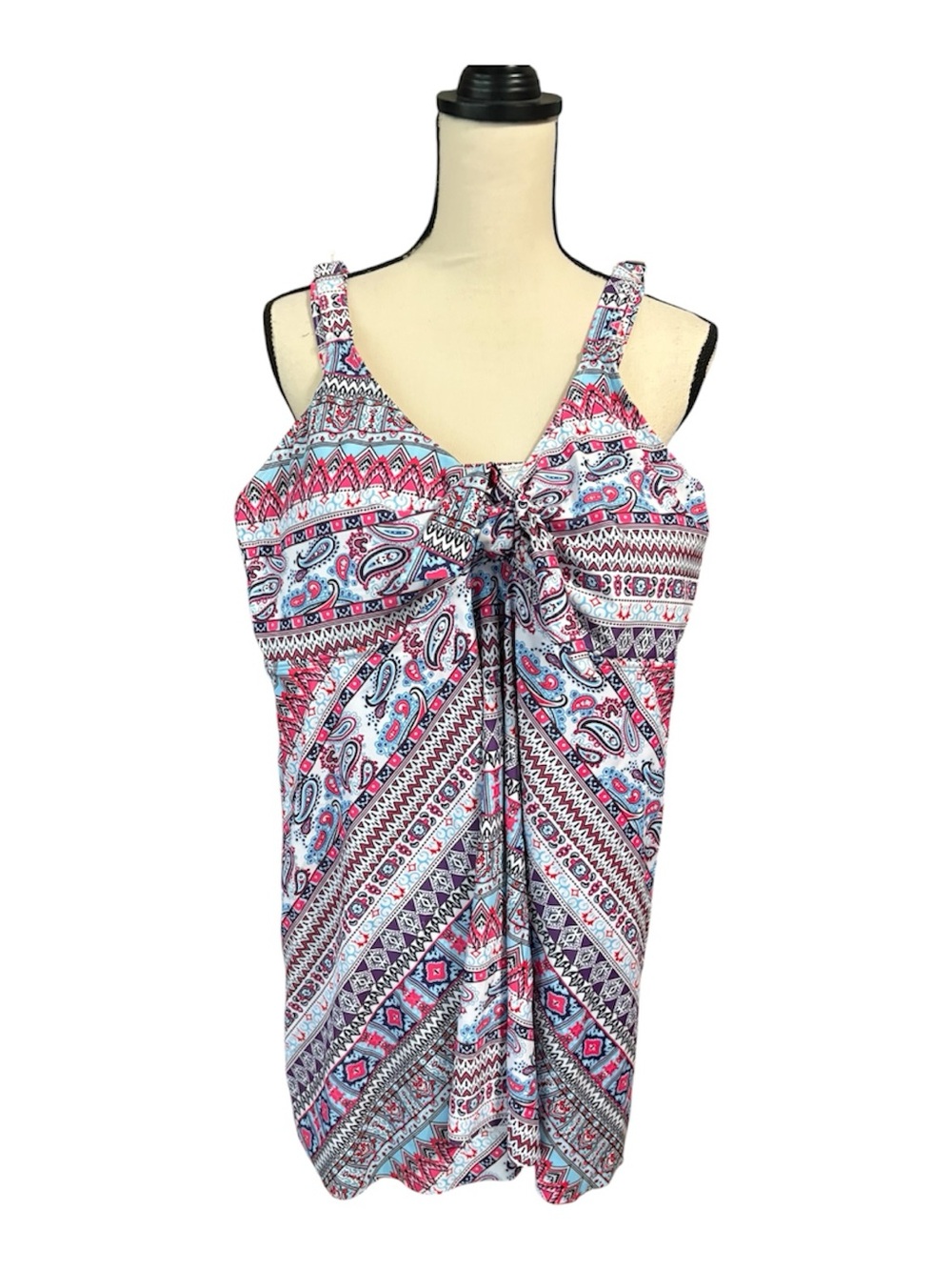 NWT BloomChic Pink & Blue Paisley-Print Tie-Front Camisole